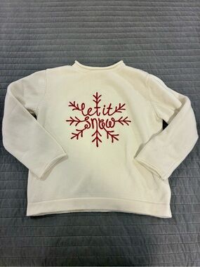 Velvet Fawn Girls Let It Snow White Crewneck Sweater Size 6